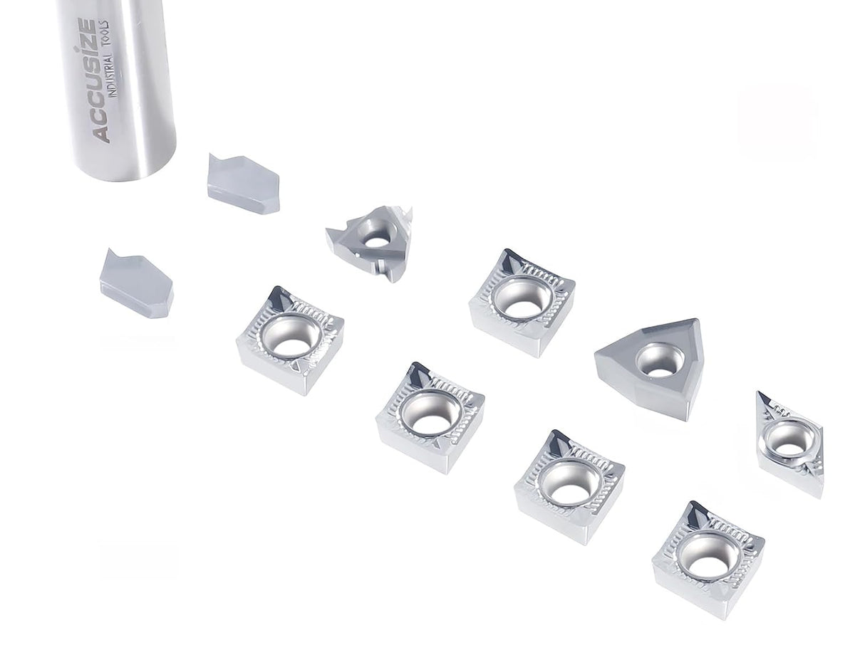 Accusize Carbide Insert Set for 1 in Turning Tool, 10 Pc, for Aluminum