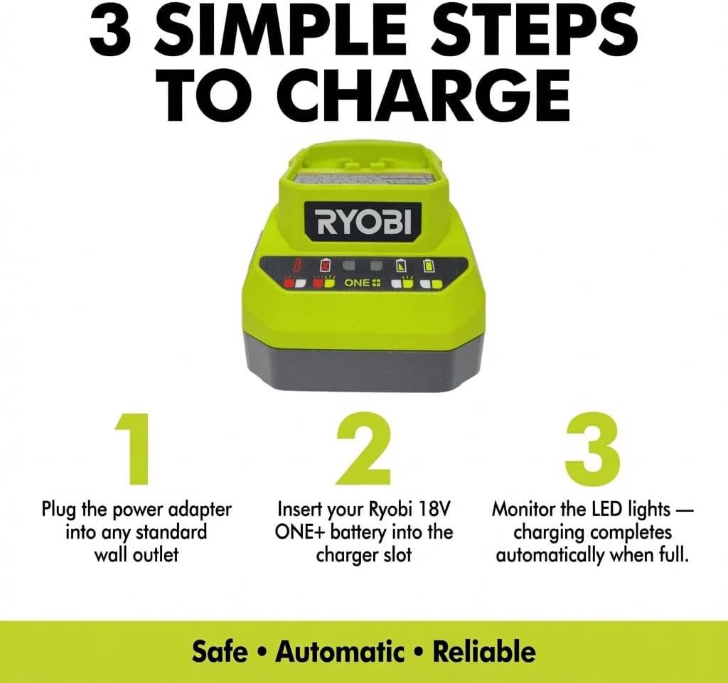 TTI 18-Volt Ryobi Charger PCG002, (NO Retail Packaging, Bulk Packaged)