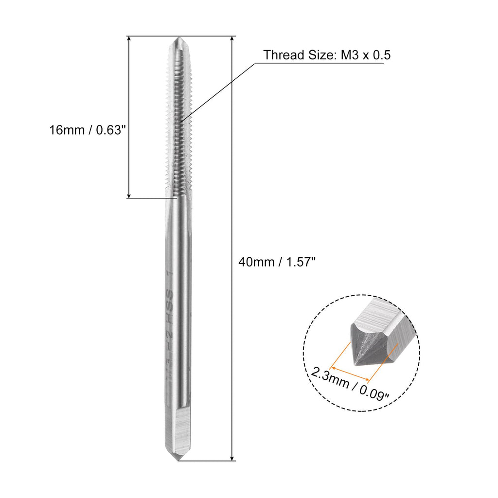 uxcell 3pcs Metric Hand Tap Set, M3 x 0.5 Taper/Plug/Bottom Thread Screw Taps, High Speed Steel Hand Threading Tapping Tool Kit