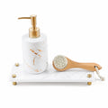 White Marble Pattern Style Water Absorbing Stone Sink Caddy, Bathroom & Kitchen Counter Organizer Tray, Faucet Drying