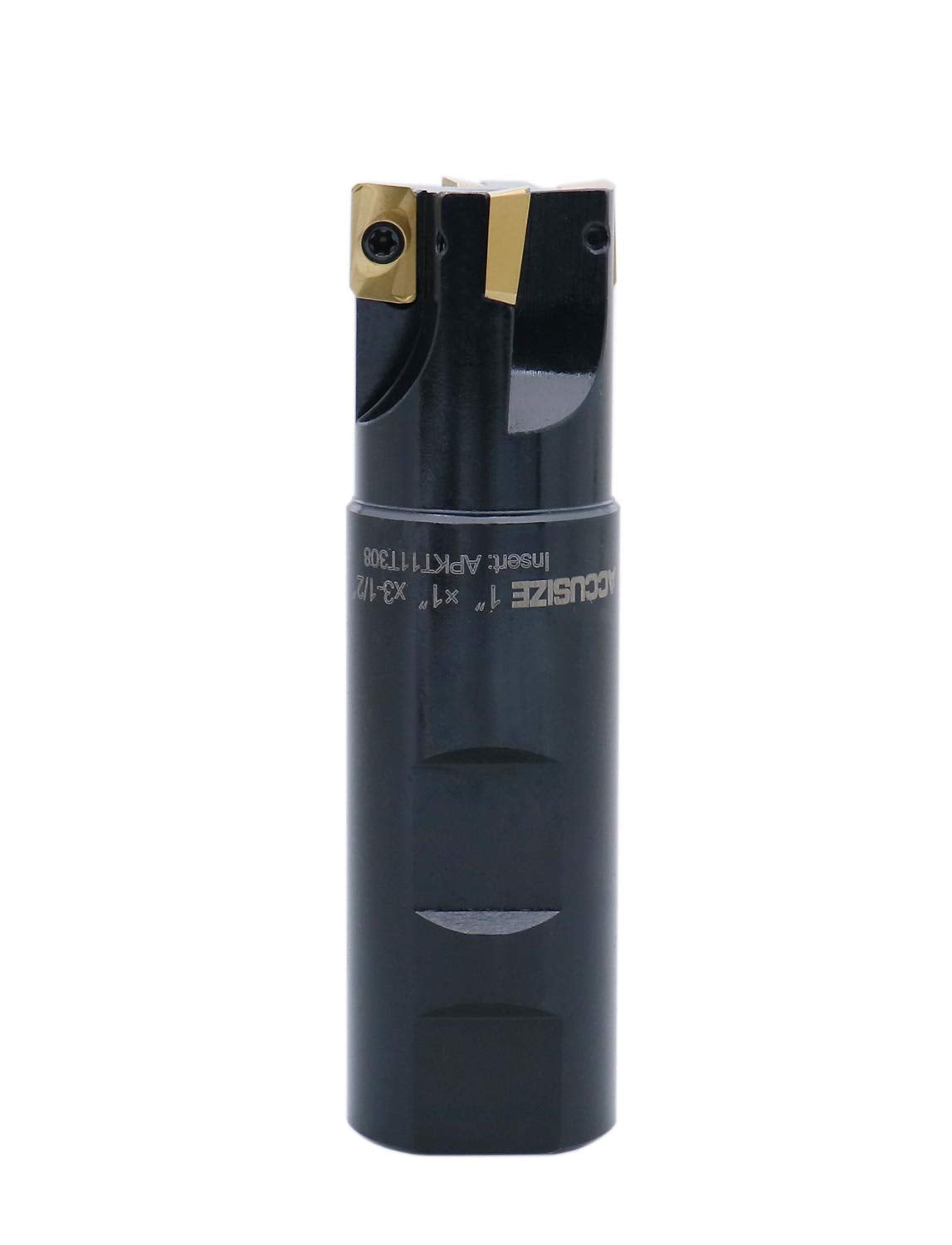 Accusize Industrial Tools 1'' 90 Deg Square Shoulder Indexable End Mill, 3-1/2'' Oal, APKT11T3 Carbide Inserts, 4 Flute, 0056-0920