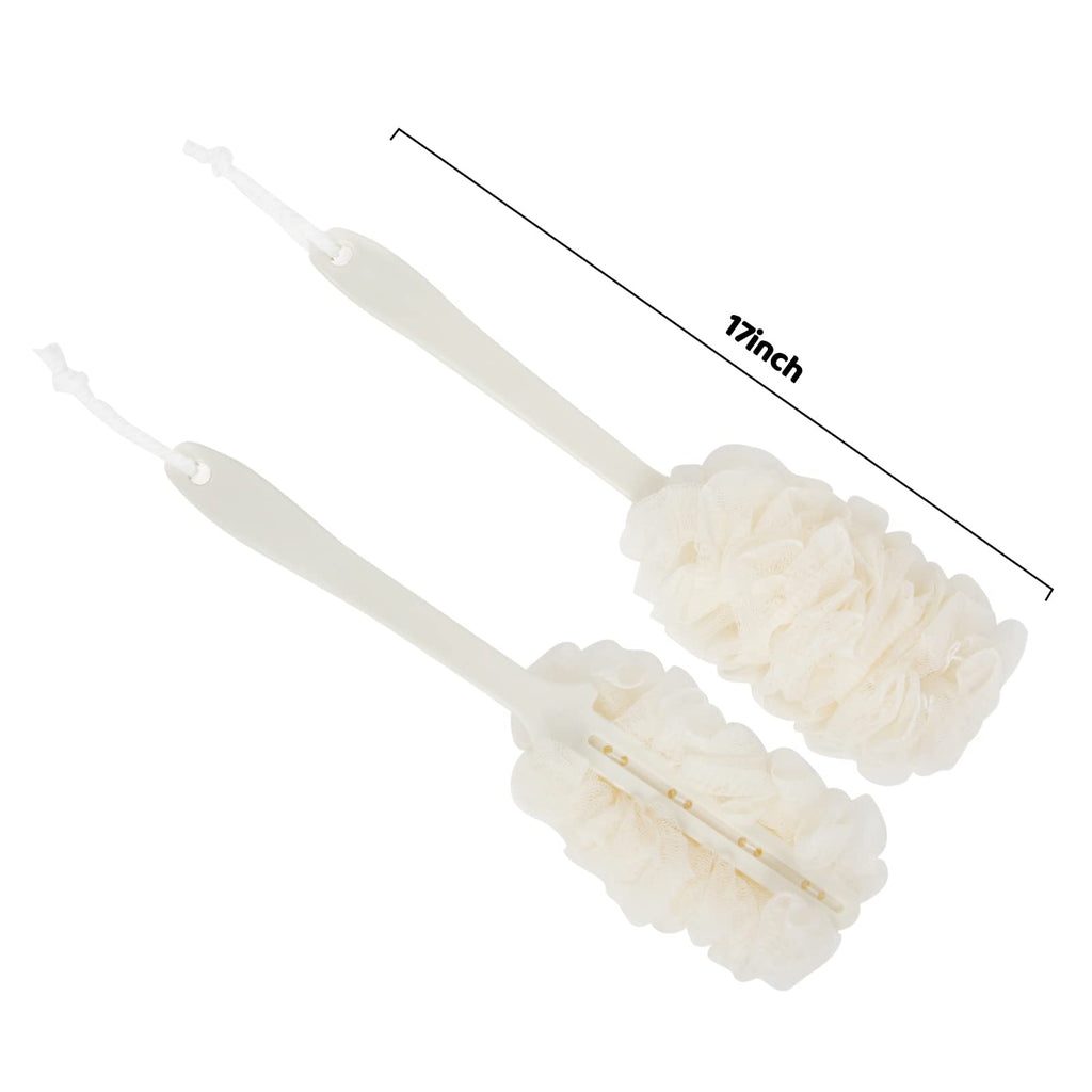 Back Scrubber for Shower, Loofah Sponge Brush Exfoliating Body, Long Handle Scrub Brush for Shower with Loofah on a