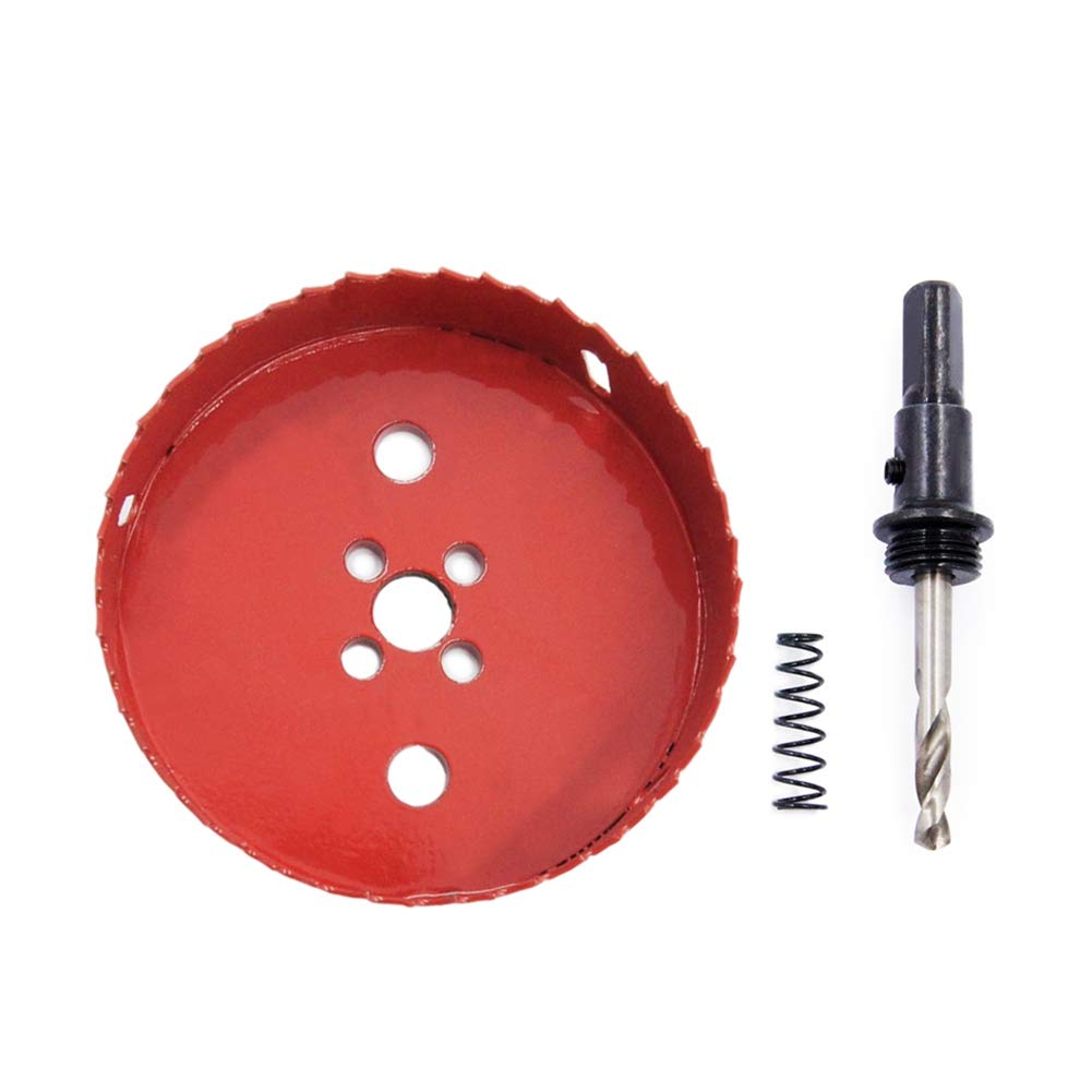 Hole Saw Drill Bit LAIWEI HSS Hole Cutter with Arbor for Wood,PVC Board and Plasterboard(4-1/8"(105mm Hole Saw))