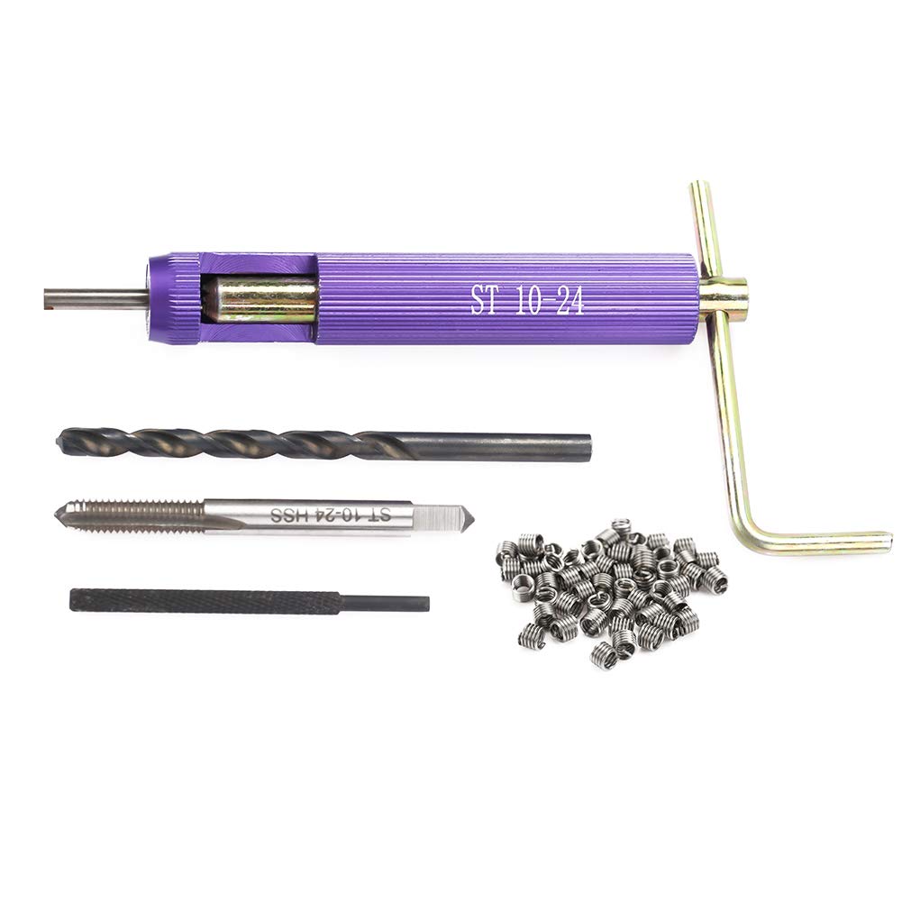 Thread Repair Insert Kit 50Pcs M10-24 x 1.5D Helical Coil Type for Restoring Damaged Threads