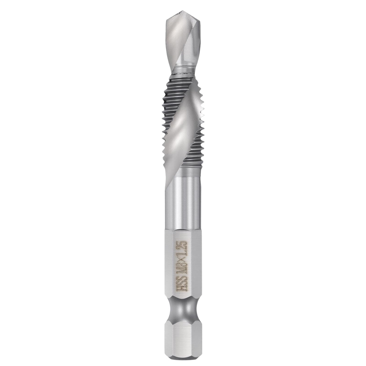 Workkyma M8x1.25 Combination Tap Drill Bit M2 High Speed Steel Polished