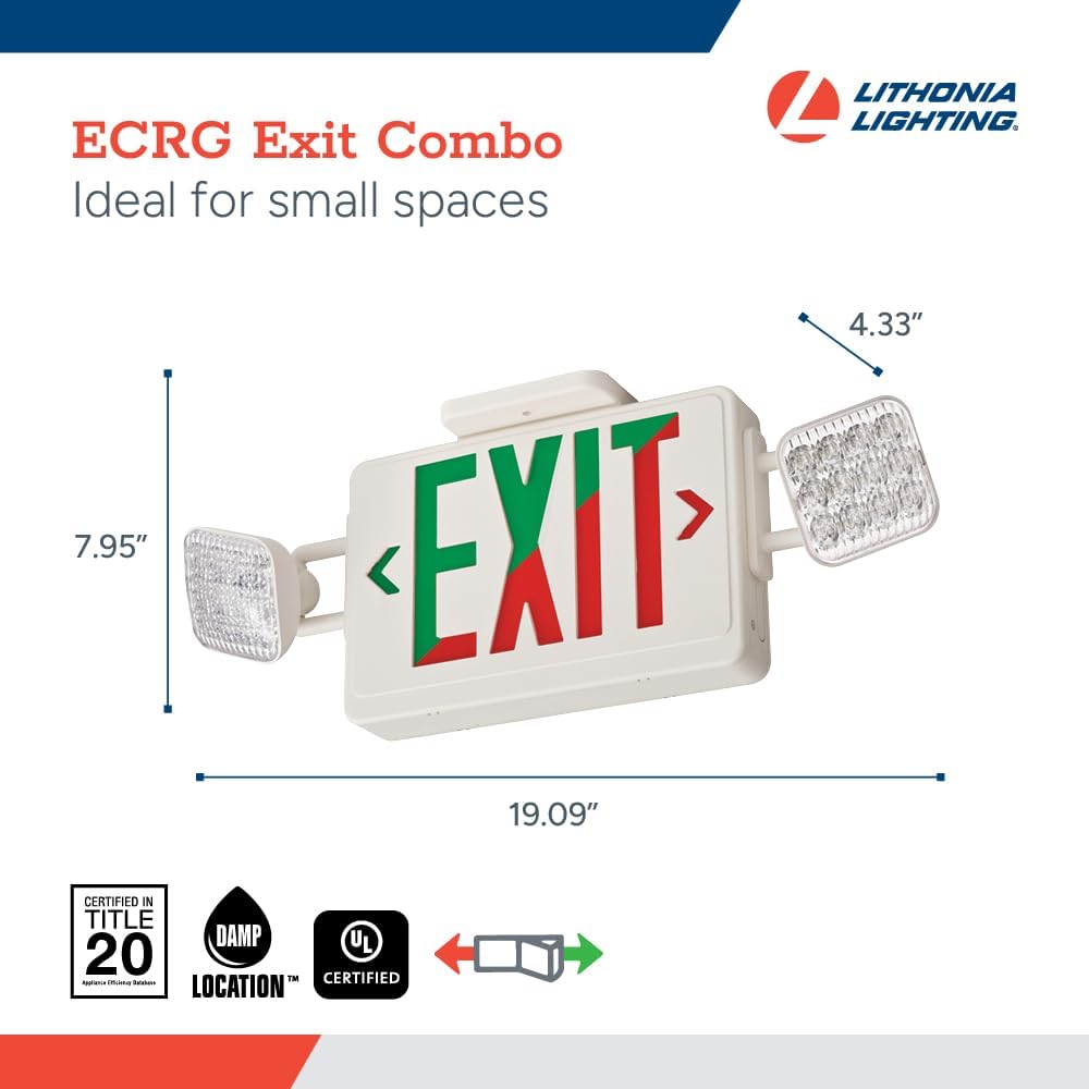 Lithonia Lighting Basics LED Exit Sign and Emergency Light Combo, White