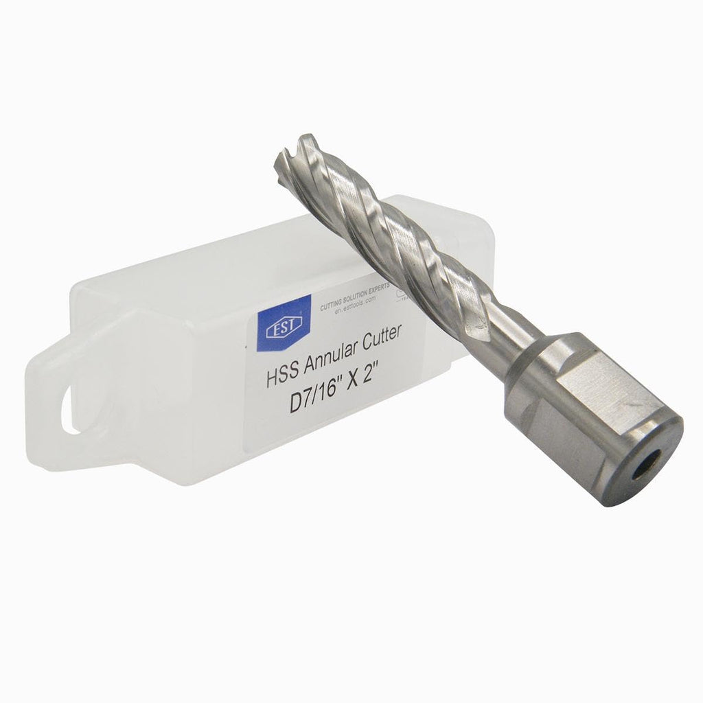 EST HSS M2AL Annular Cutter 2" DOC with 3/4" Weldon Shank for Magnetic Drill Press (D7/16" X 2")