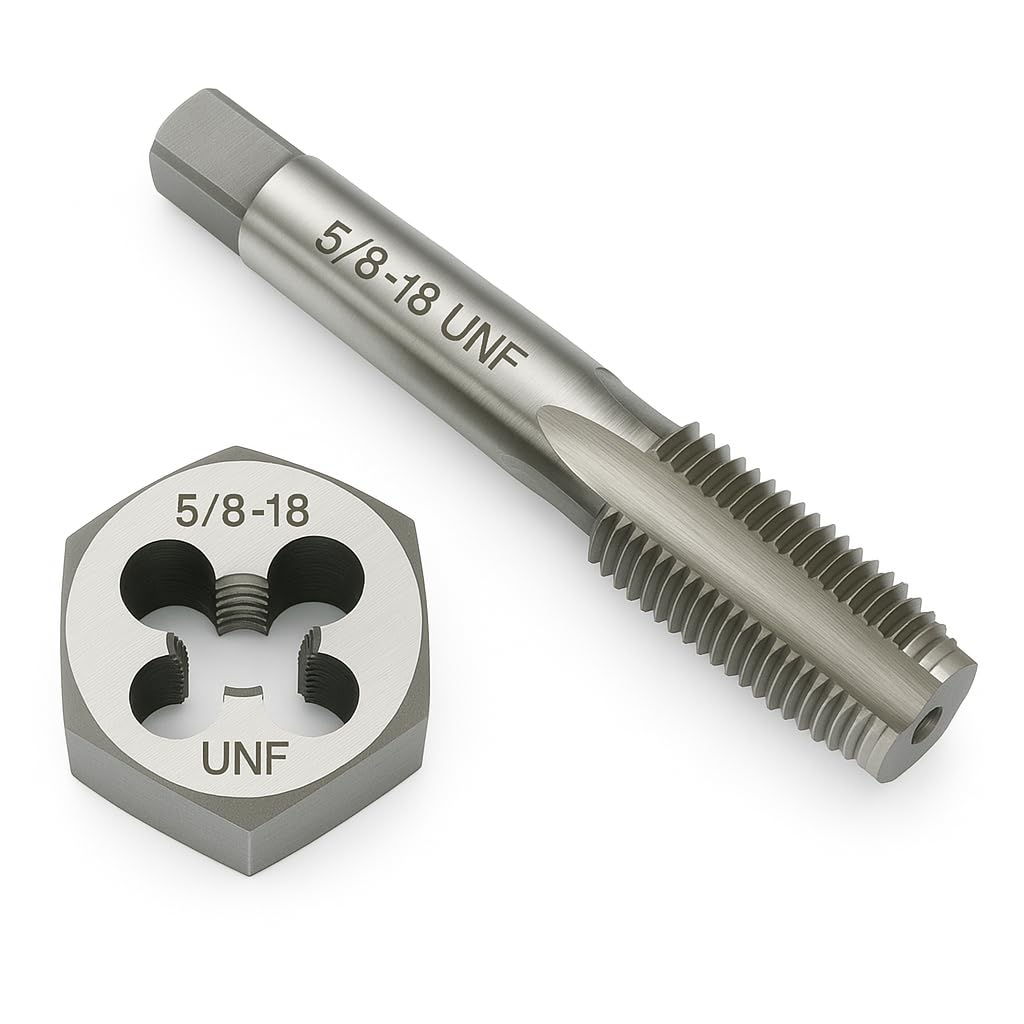 Yamesh 5/8"-18 Thread Tap and Die Set HSS Tap with GCr15 Alloy Steel Hex Die Right Hand Thread Repair Tool for Metalworking and Machinery