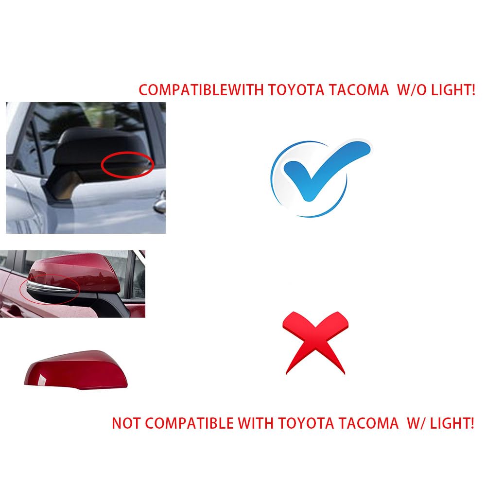 Left Driver Side Direct Mirror Cap Cover Replacement Compatible With Toyota Tacoma 2016-2022 Rearview Mirror Cover Without Turn Signal (red left without turn signal)