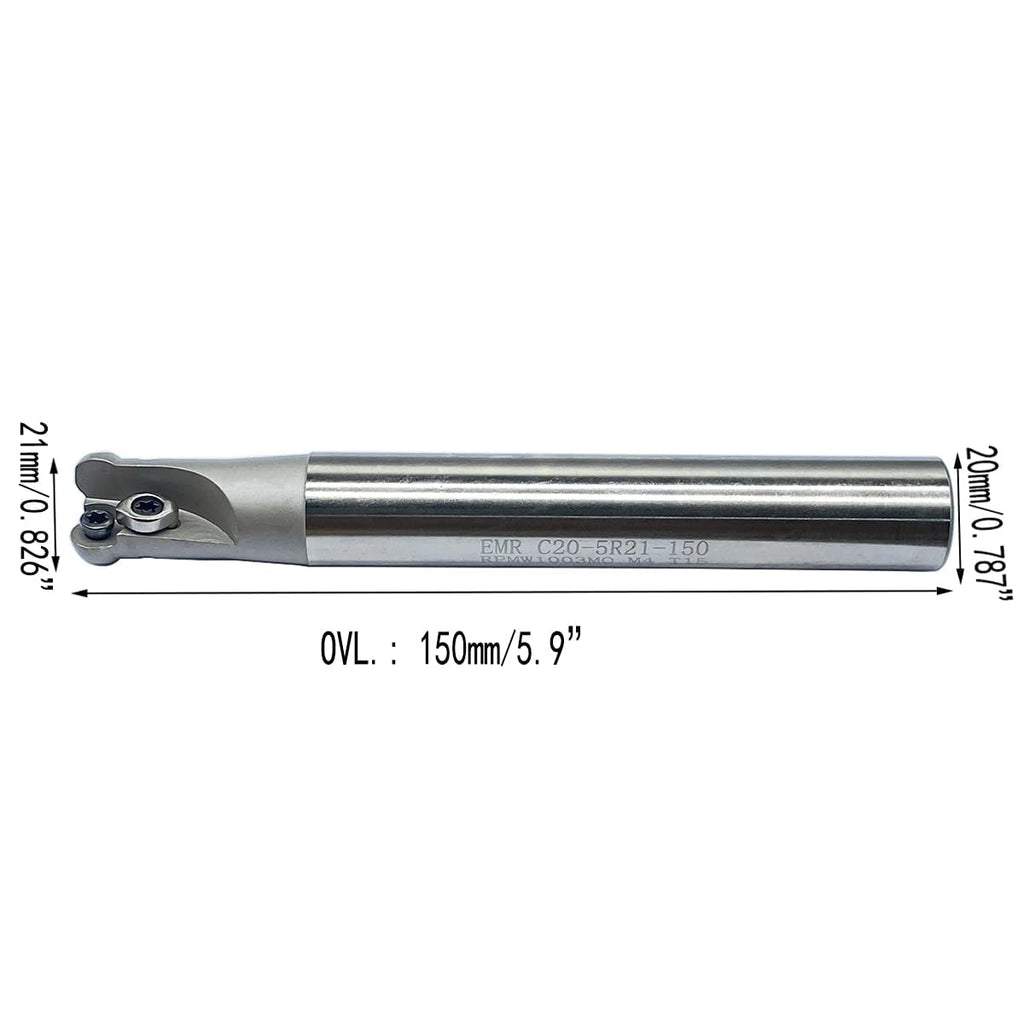 GBJ EMR R5 Round Nose Indexable End Mill Holder for RPMW10 Carbide Inserts Milling Cutter Arbor Holder milling Face milling Slotting (3pcs Sets of EMR C19/20/21-R5)