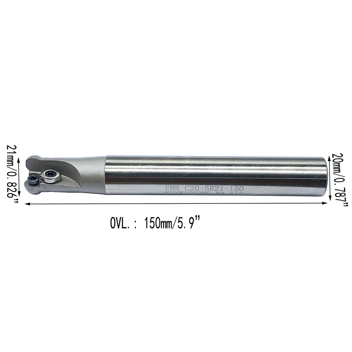 GBJ EMR R5 Round Nose Indexable End Mill Holder for RPMW10 Carbide Inserts Milling Cutter Arbor Holder milling Face milling Slotting (3pcs Sets of EMR C19/20/21-R5)