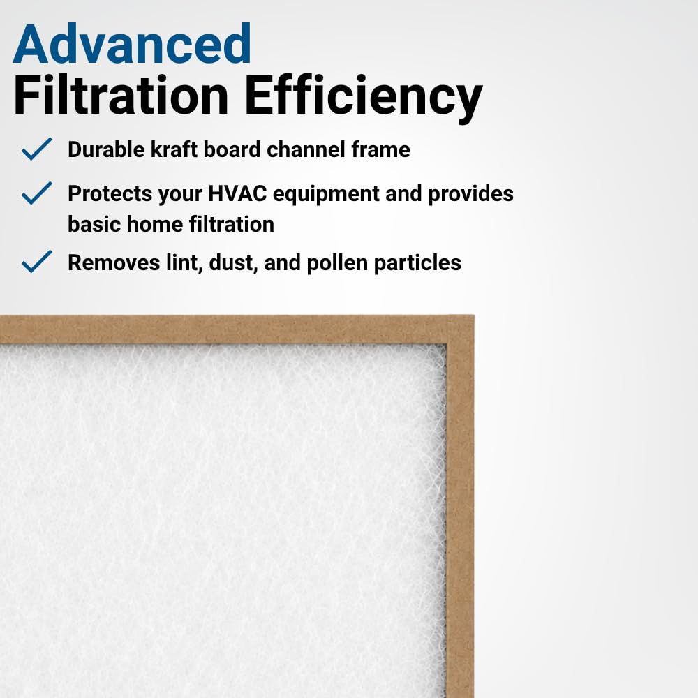 24x30x1 Air Filter Comparable to MPR 100 Basic Economy Furnace Filters, 12 Pack of Non Pleated Fiberglass Filter For