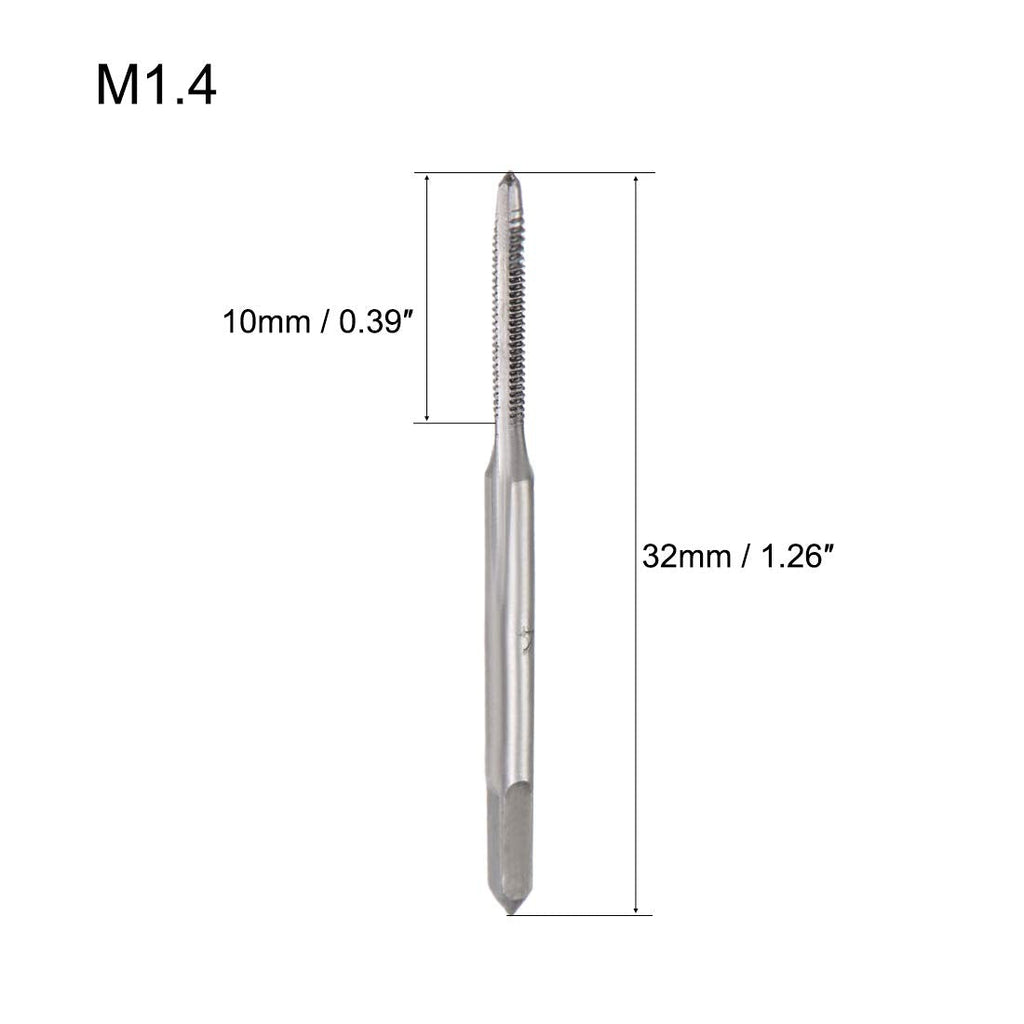 uxcell 5 Pairs Metric Hand Threading Tap Set M1.4 Thread 0.3mm Pitch Taper & Plug Milling Taps Straight Flutes High Speed Steel