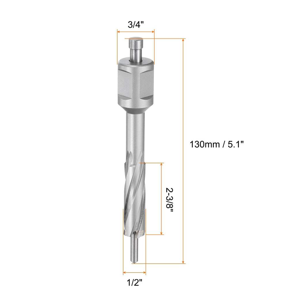 HARFINGTON Annular Cutter 1/2" Dia 2-3/8" Depth 3/4" Shank TCT Cutting Drill Bits with Pin for Magnetic Drill Press