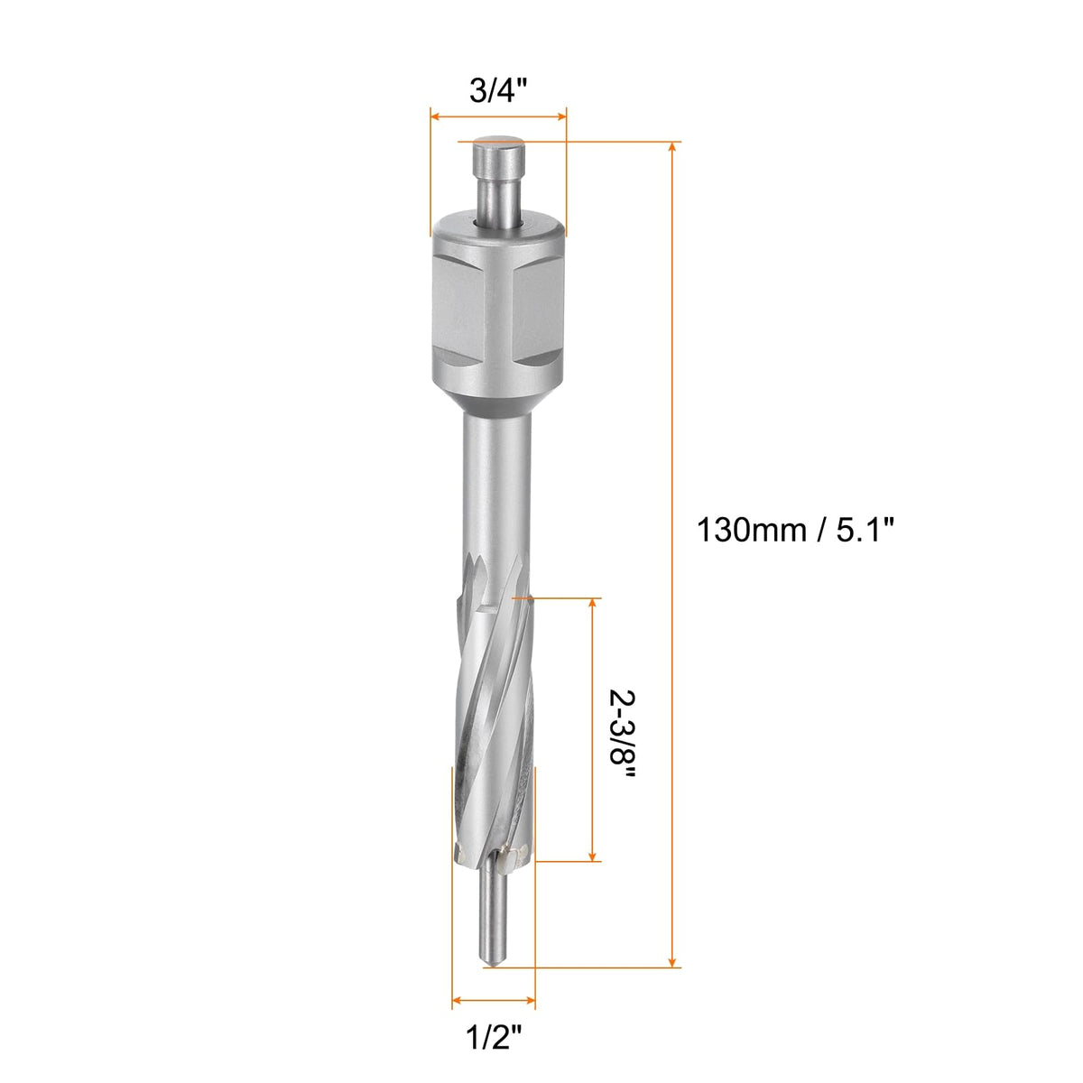 HARFINGTON Annular Cutter 1/2" Dia 2-3/8" Depth 3/4" Shank TCT Cutting Drill Bits with Pin for Magnetic Drill Press