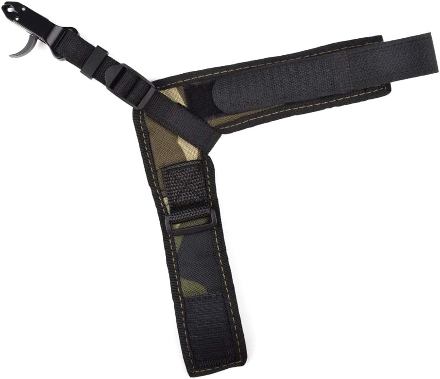 Archery Compound Bow Release Aid Trigger Caliper Shooting Camo/Black Design - Adjustable Black Wrist Strap (Pack of 1)