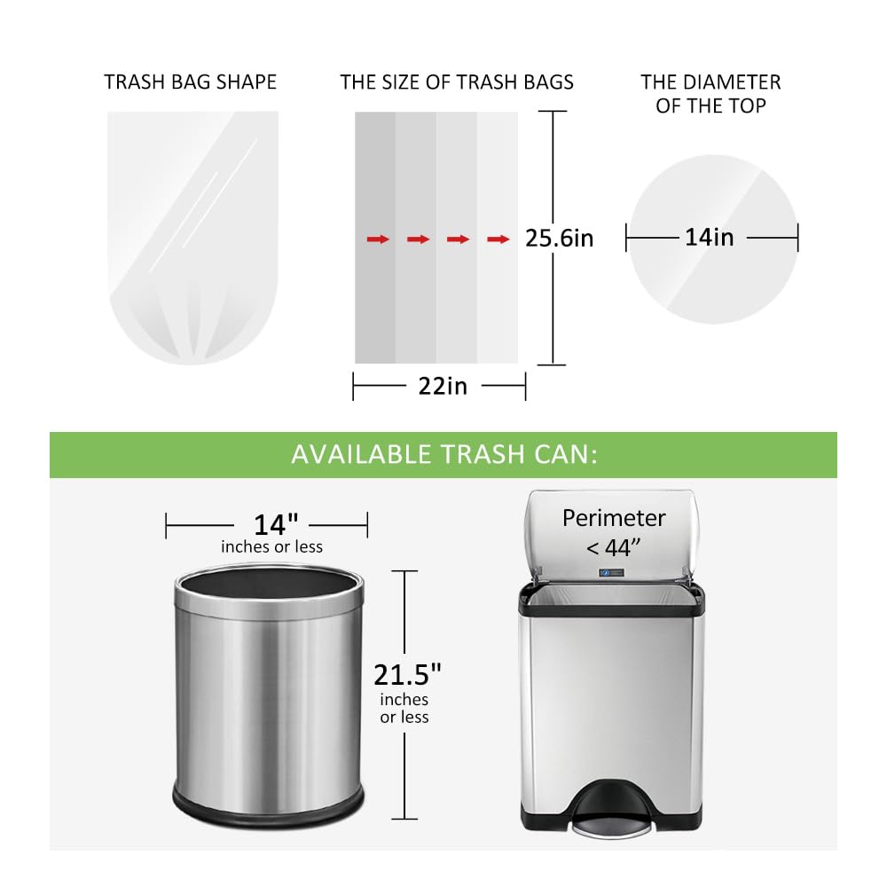 8 Gallon Medium Trash Bags, 250 Count, Clear Kitchen Garbage Bags