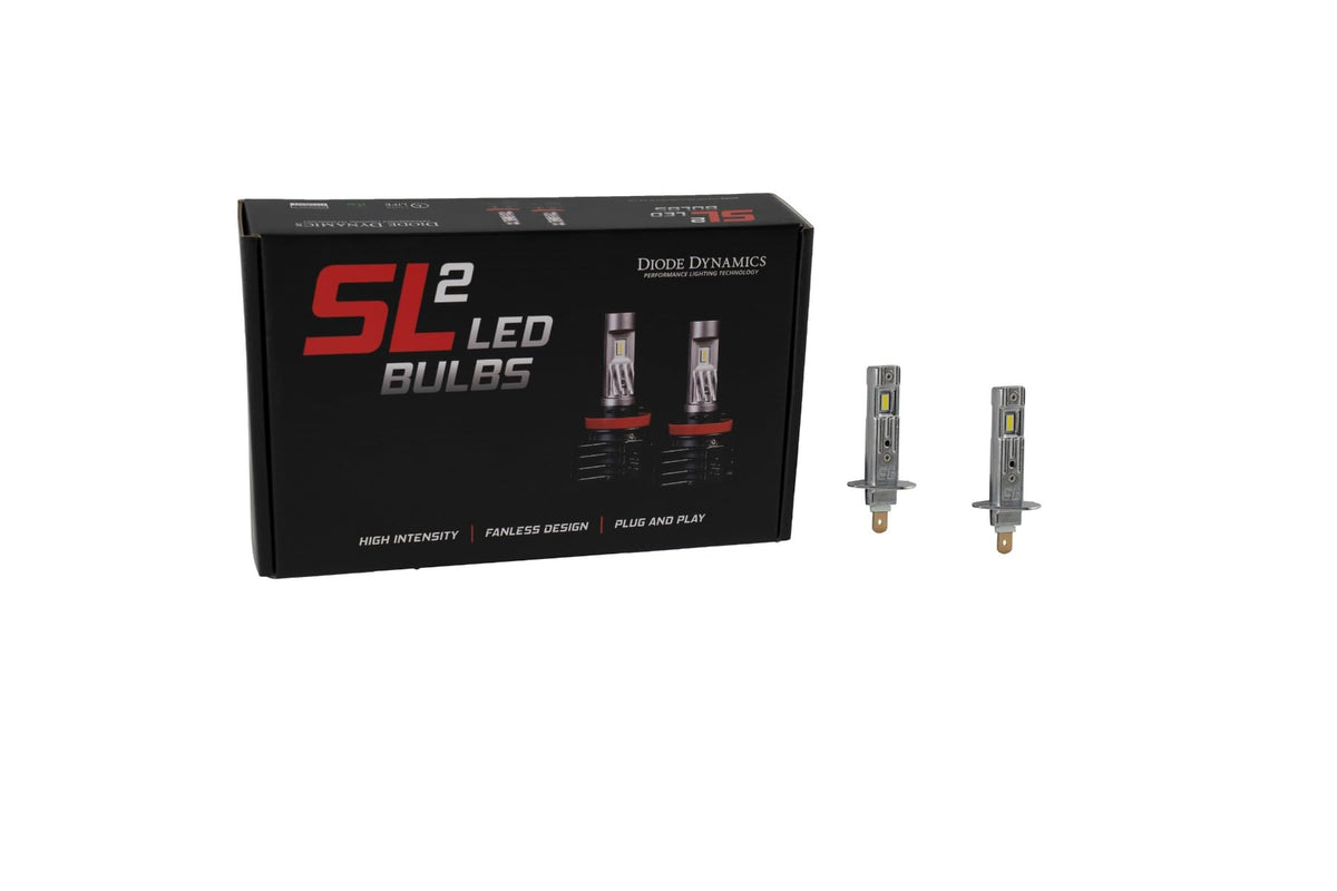 Diode Dynamics SL2 LED Fog Light Bulbs compatible with H1 bulb size (pair), Cool White (6000K)