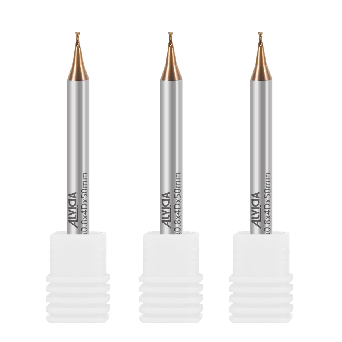 ALYICIA 3PCS 0.4mm TISIN Coated 2-Flute Micro Flat End Mill Set for Steel