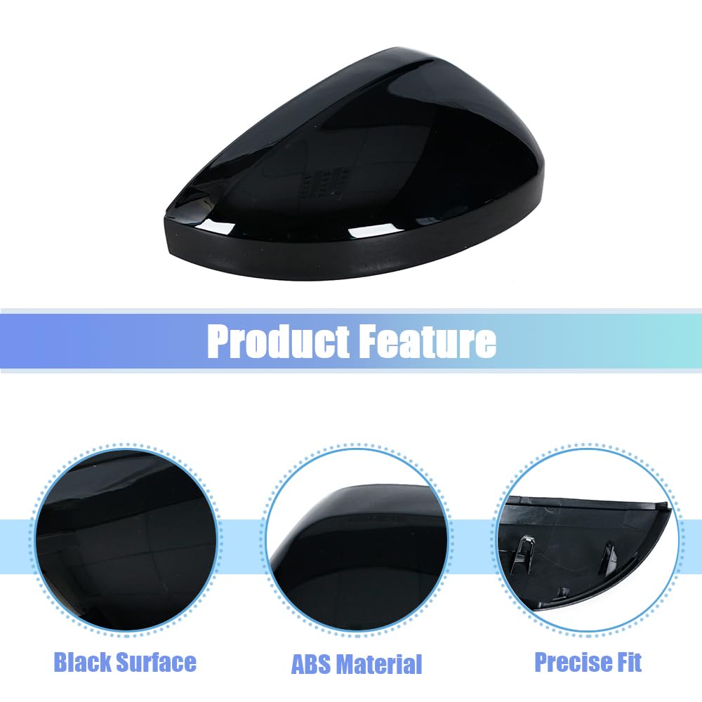 JESYMBX Rearview Side Mirror Cover Cap For VW Tiguan 2017-2020 Wing Door Rear-view Lid Turn Signal Black Left&Right