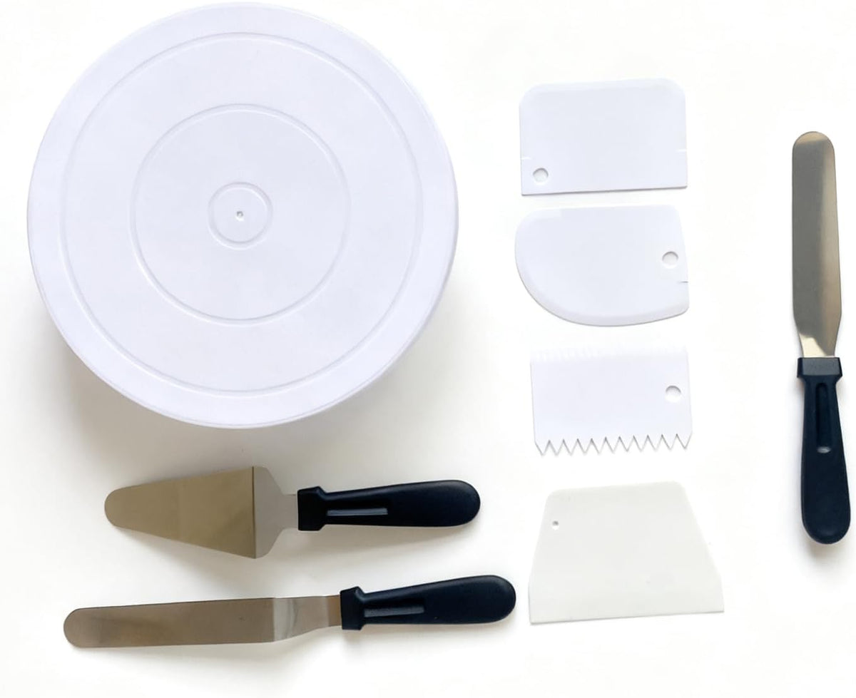 8-Piece Cake Decorating Kit with Rotating Cake Turntable