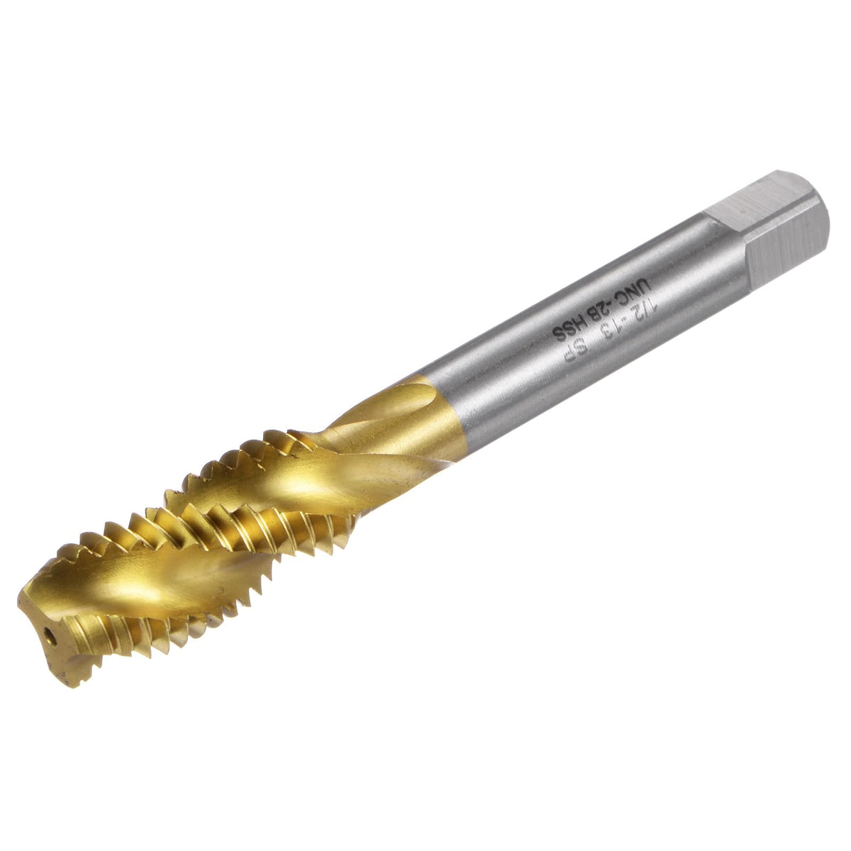 uxcell Spiral Flute Thread Taps, 1/2-13 UNC 2B Screw Threading Tap, Titanium Coated 6542 High Speed Steel Machine Tapping Tools for Machinist Repair