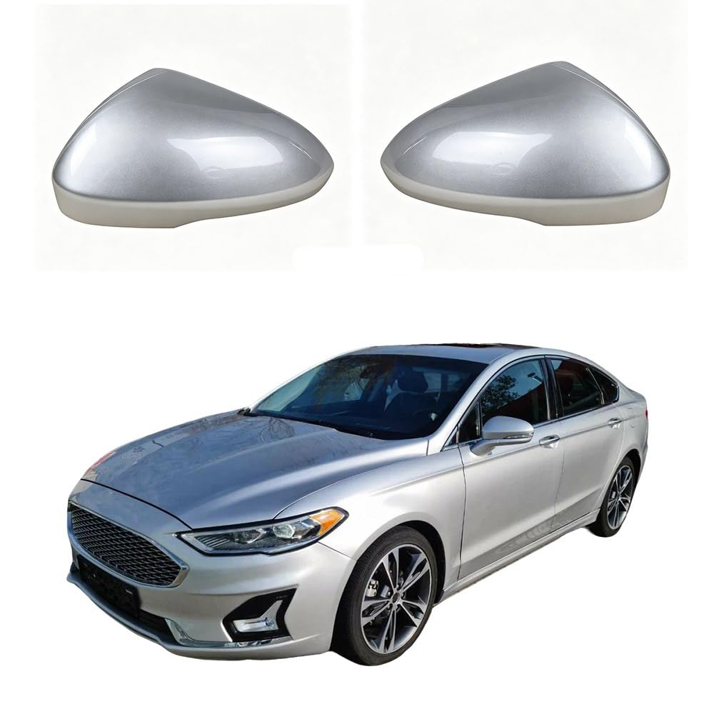 Right Passenger Side Car Mirror Cover Replacement Compatible With Ford Fusion 2016-2021 Rearview Mirror Cover（With Turn Signal Lights） (Silver Right With Lamp)