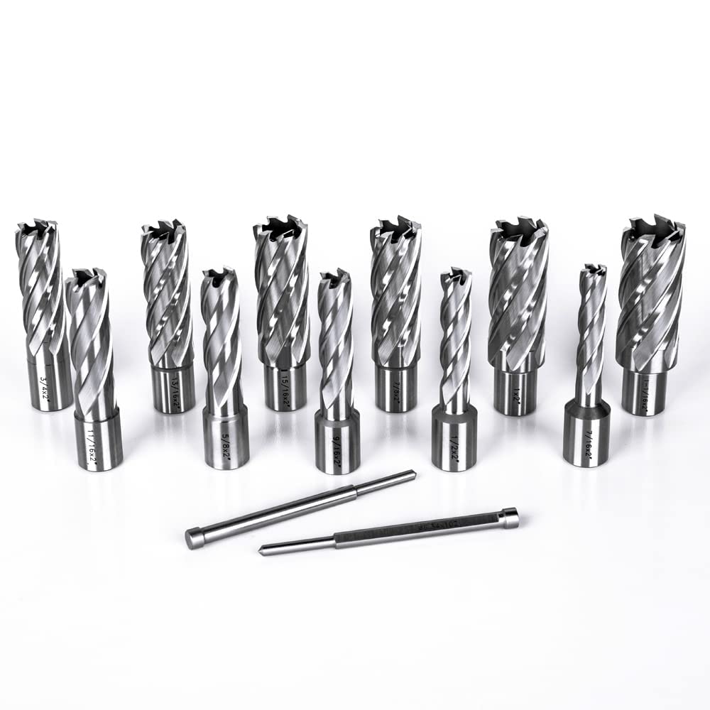 OSCARBIDE 13 pcs Annular Cutter Set,2" Cutting Depth,7/16" to 1-1/16"Dia