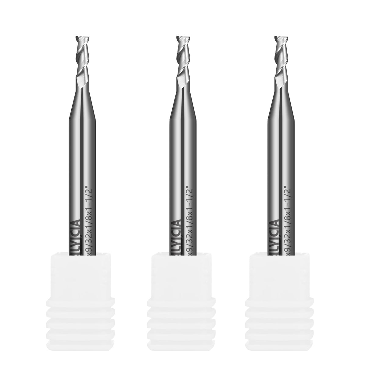 ALYICIA 3PCS 3/32" Uncoated Carbide Square Nose End Mills Set for Aluminum