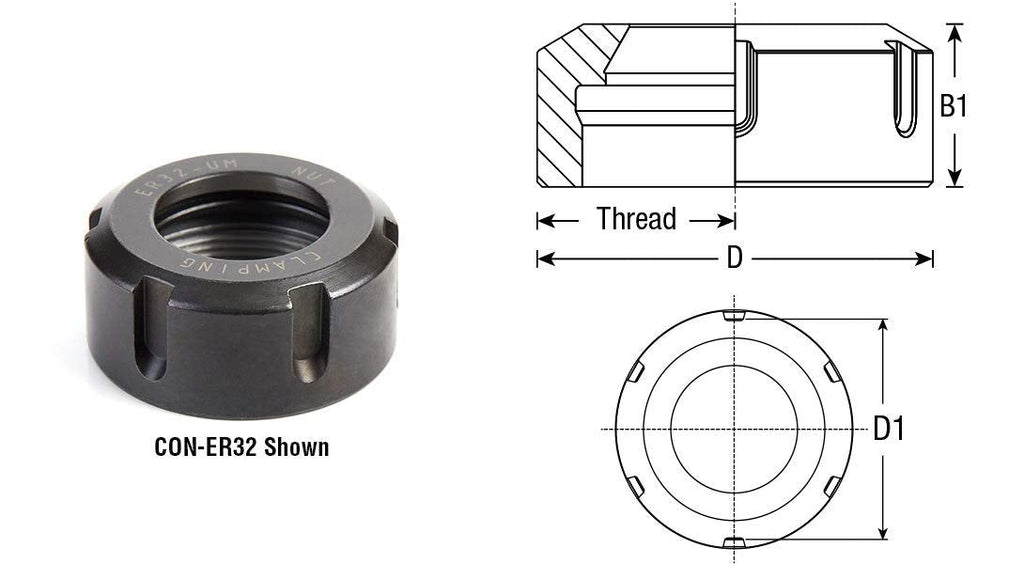 Amana Tool CON-ER11 19mm CNC Collet Nut for Standard ER11
