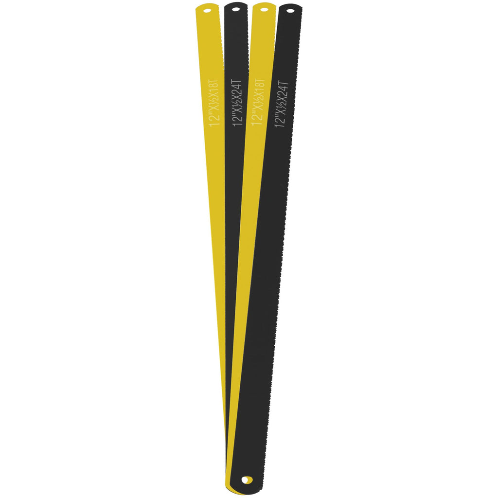 Performance Tool W739 4-Piece 12 in. High Carbon Steel Hacksaw Blade Set