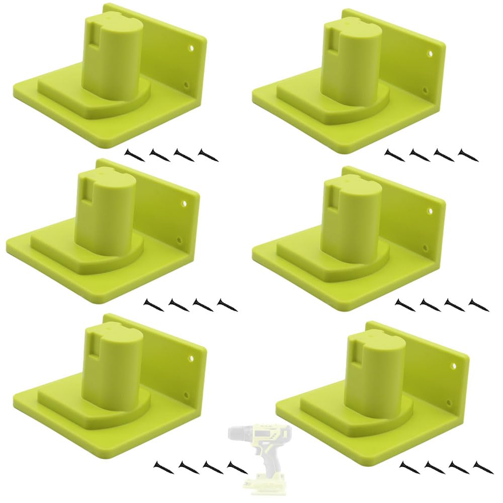 6 Packs Plastic Tool Holder with 24 Screws Compatible for Ryobi 18V Power Tool Portable Holder Mount Hanger Organizer Easy to Install for Workshop Garage