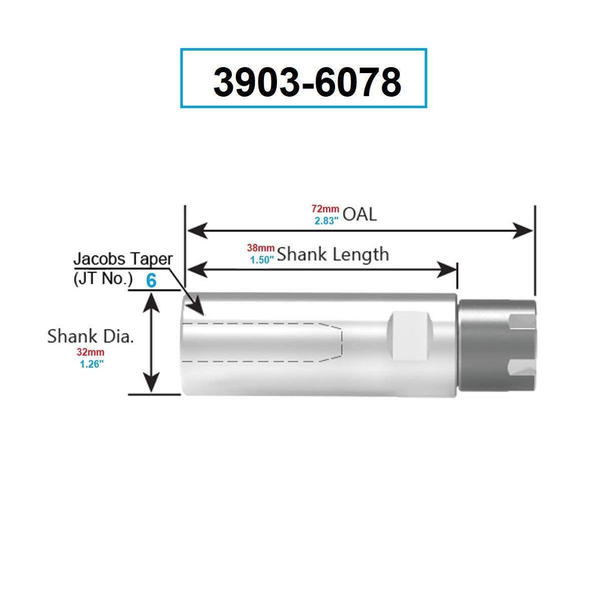 HHIP 3903-6078 ER25 Collet and Drill Chuck with JT6 Sleeve