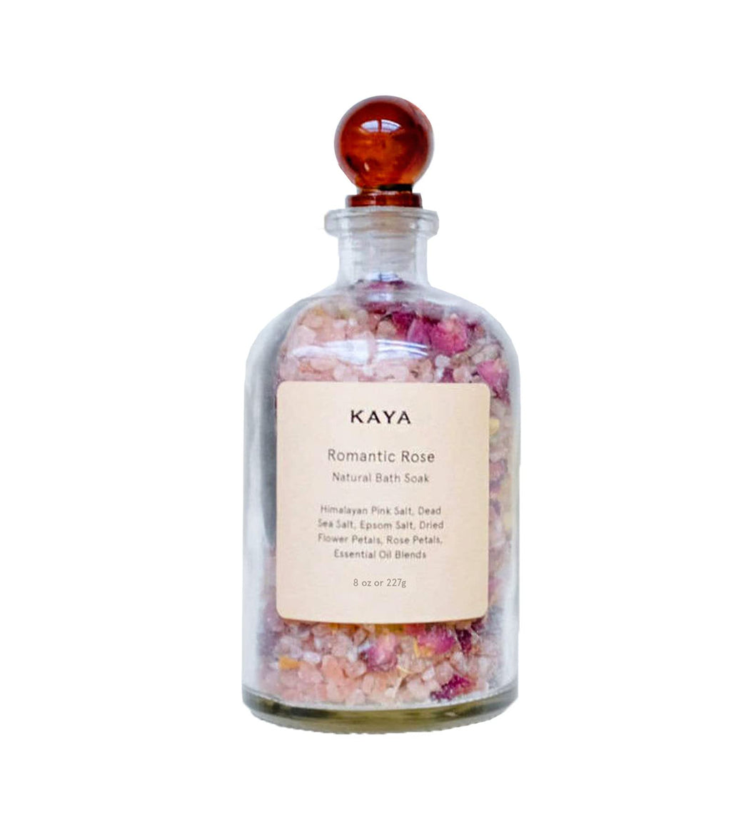Kaya Rose Bath Soak | All Natural Bath Soak with Geranium Essential Oil 8 oz | Gift for Mom