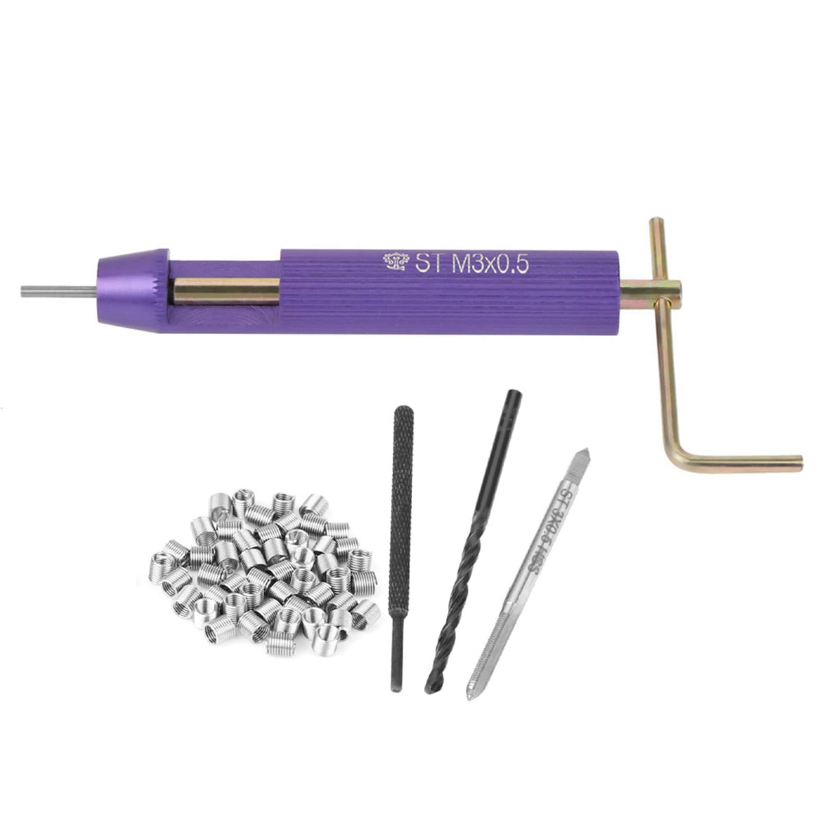 50pcs Thread Repair Installation Kit Stainless Steel Helicoil Type Set (M3 x 2D)