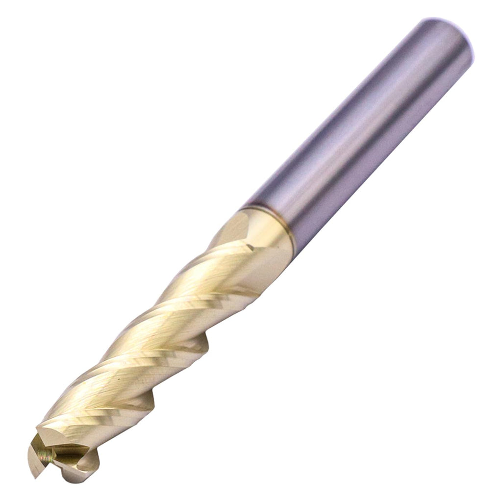 3/8" 3 Flute Solid Carbide Square End Mill for Aluminum, ZrN Coated, 4" OAL