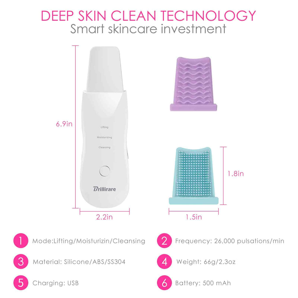 Face Scrubber, Skin Spatula, Facial Silicone Pore Cleaner, Rechargeable All Skin Types Waterproof Blackhead Remover
