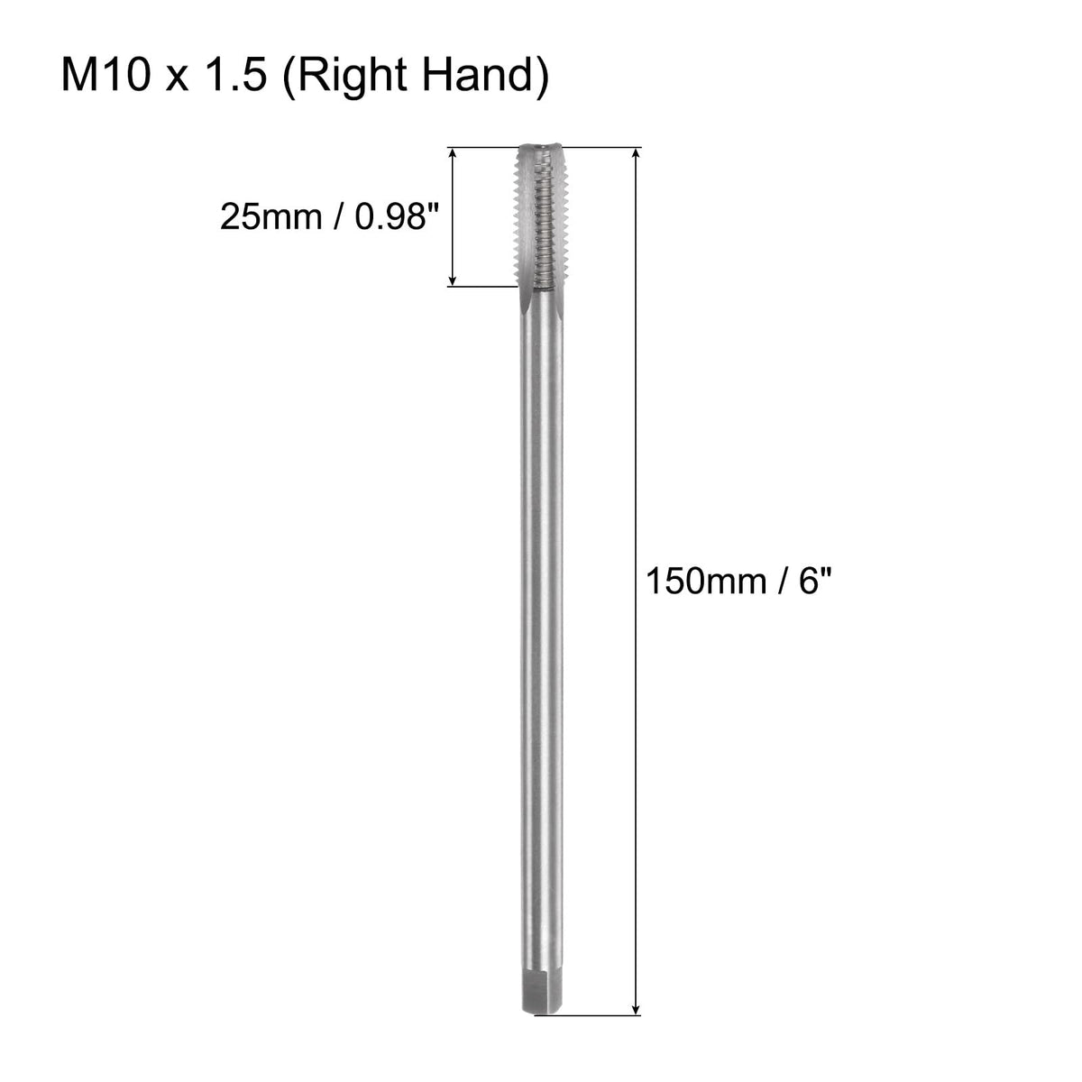 uxcell Metric Thread Tap M10x1.5 H2 150mm Extra Long Straight Flute