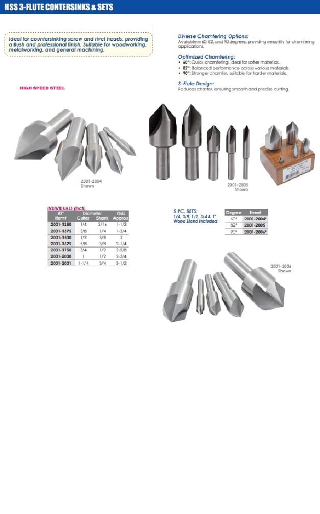 HHIP 2001-4000 1 Inch 82 Degree 6 Flute HSS Countersink