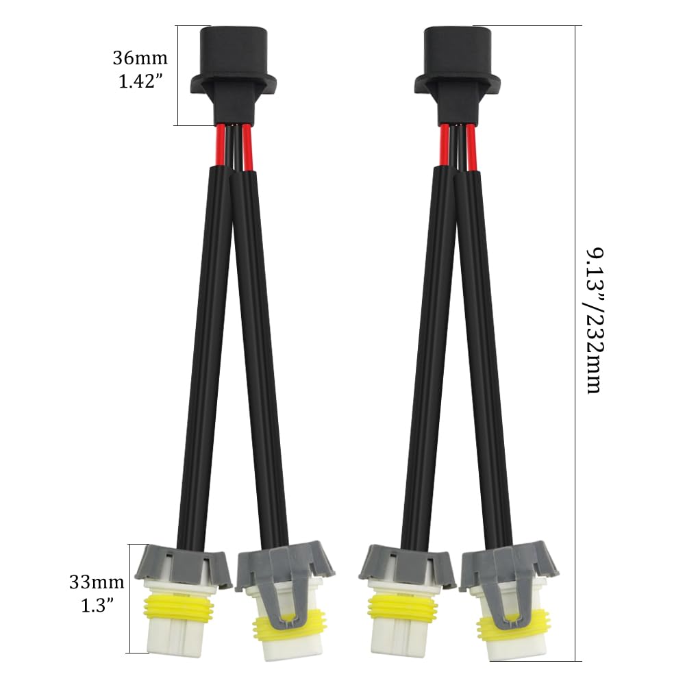 XINGYHENG 2Pcs H13 9008 Male to 9005 9006 Female Socket Adapter Connector One-to-Two Splitter Extension Wiring Harness for Headlight Fog Light Retrofit