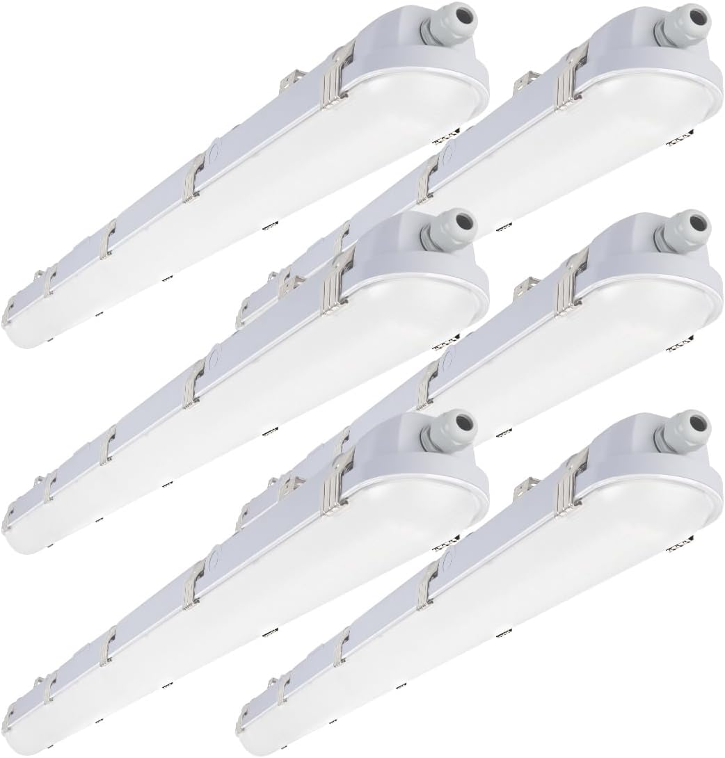 4FT LED Vapor Tight Lights 6Pack, 60/50/40W, 40/50/6500K Adjustable