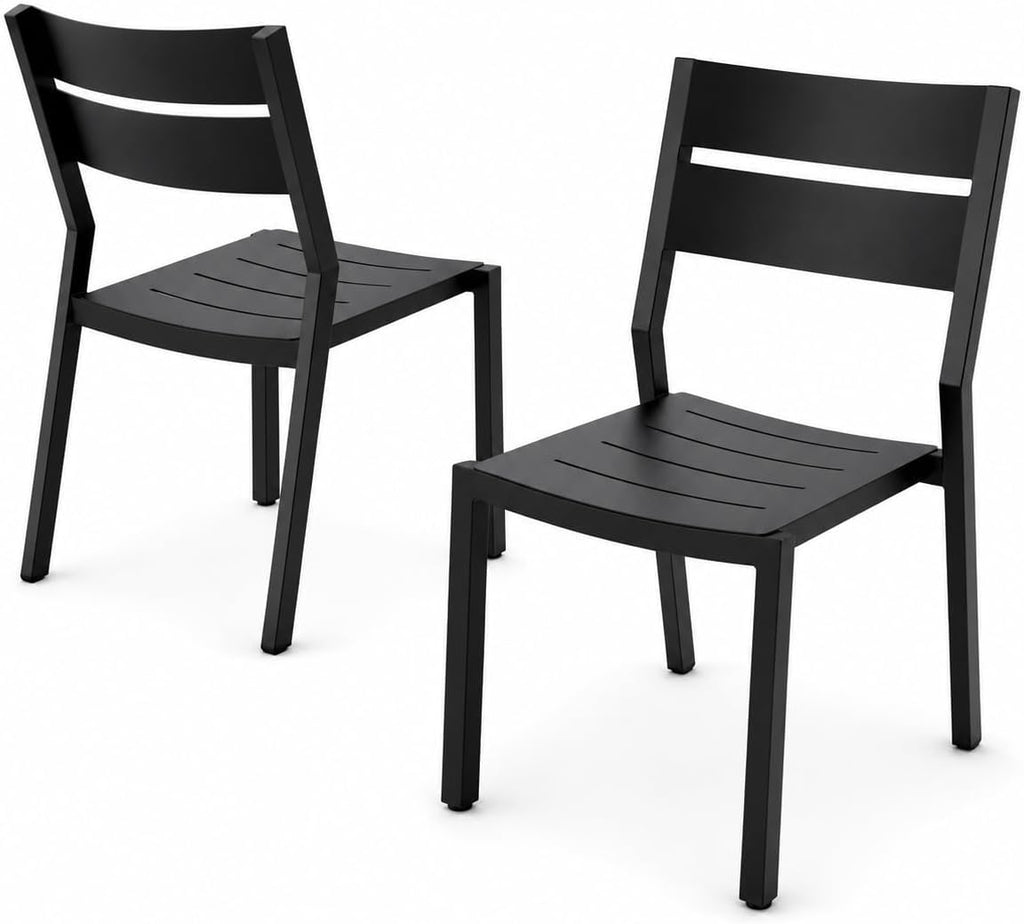 Aluminum Stackable Patio Dining Chairs Set of 2