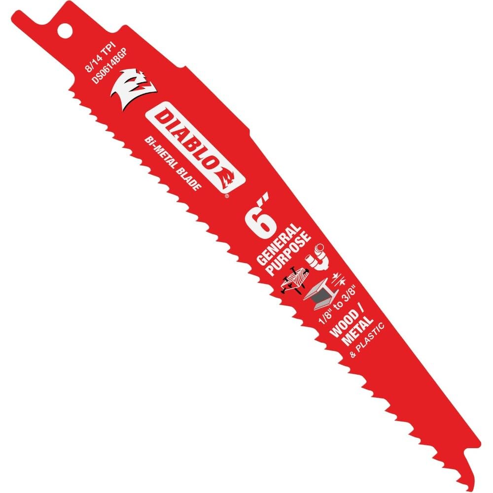 Diablo Bi-Metal Reciprocating Saw Blade - 6" Length, 8/14 TPI, 5-Pack