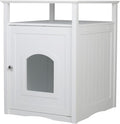 Cat Washroom Litter Box Cover/Night Stand Pet House, Glossy White