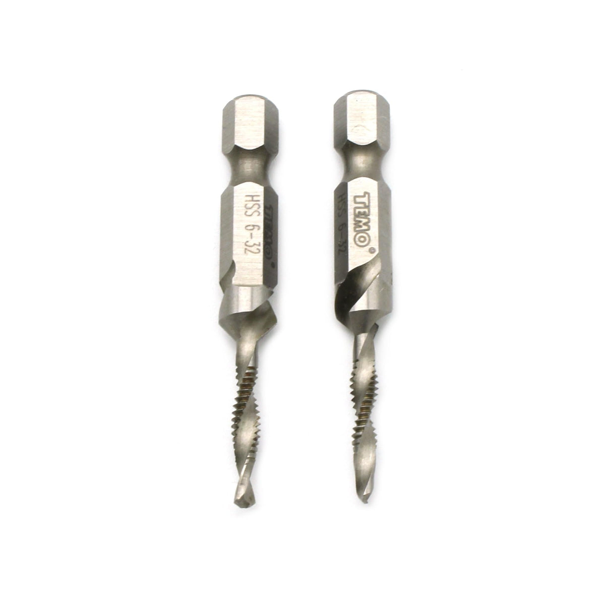 TEMO 2p M2 HSS 6-32 Combination Drill and Tap Deburr Countersink Hex Bit