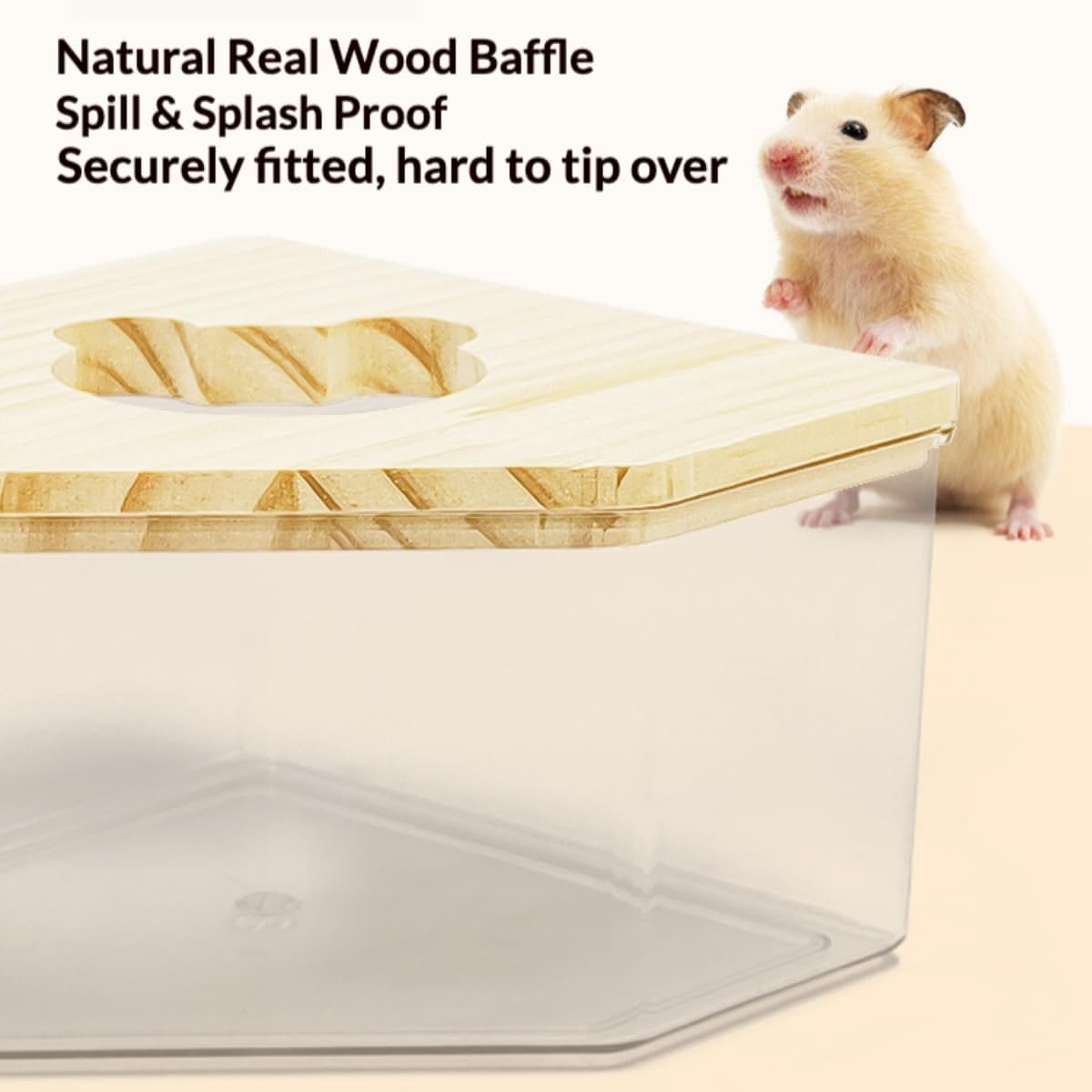 Clear Acrylic Hamster Sand Bath Box with Wood Lid Mini Pet Sandbox (A)