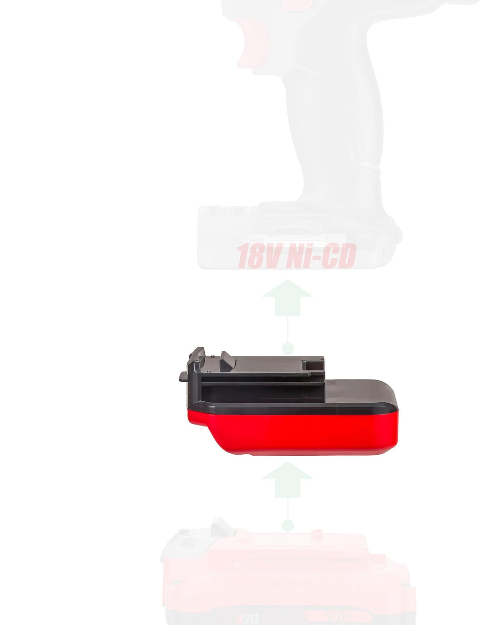 Adapter Only for Porter Cable 18V Ni-CD Tools – Compatible with New Craftsman V-20 (Red-Black) Batteries (Not for Sears 20V Craftsman, DeWalt, or B&D Batteries), for Power Use Only, No Charging