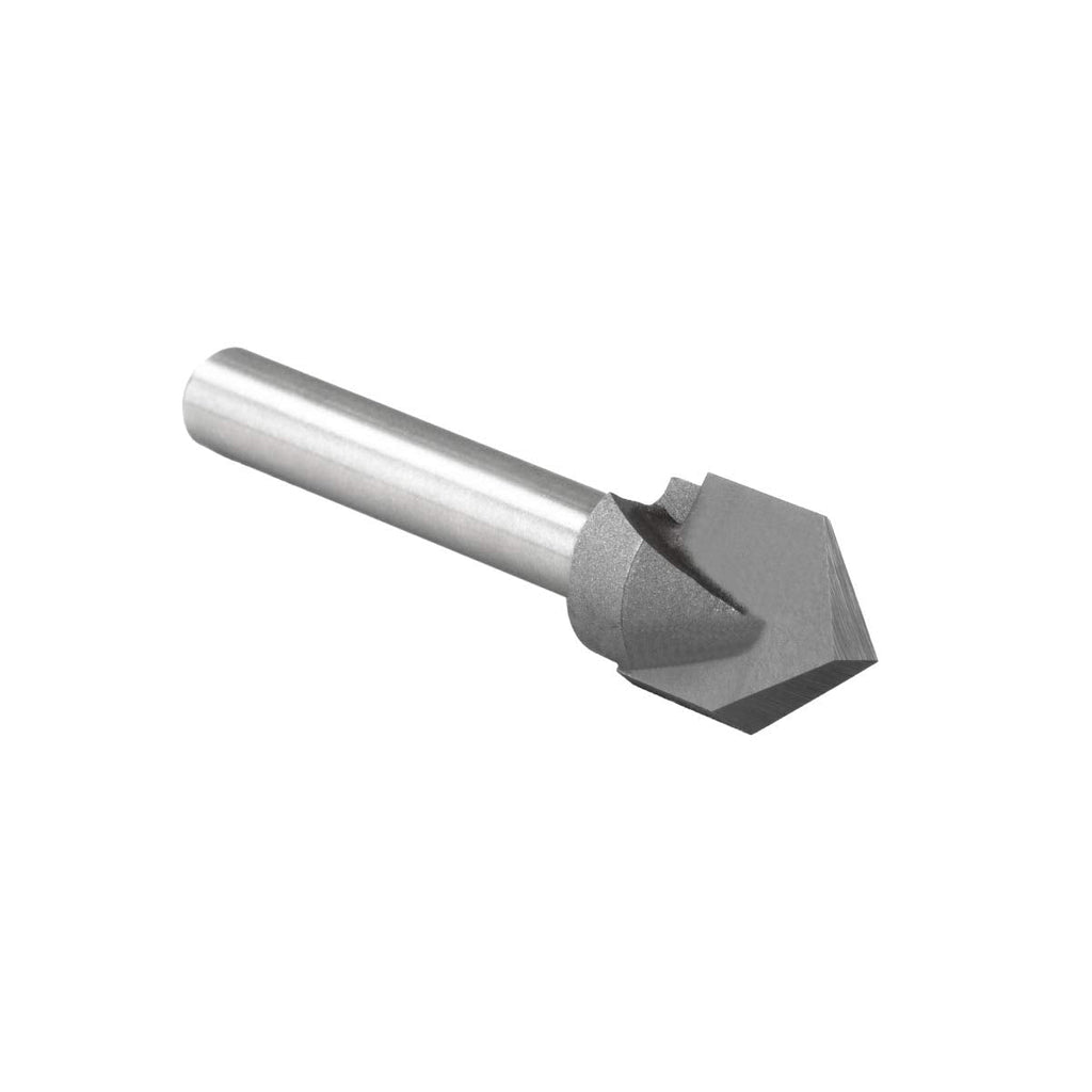 POWERTEC 90 Degree V-Groove Router Bit, 1/4" Shank, 1/2" Cutting Diameter, 21/64" Cutting Length, Carbide End Mill CNC Engraving Bit for Routers & CNC Machines, Sign and Plaque Carving (73006)