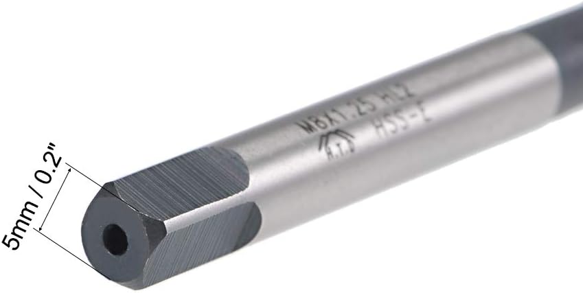 uxcell M8 x 1.25 Spiral Point Threading Tap, H2 Tolerance High Speed Steel TICN Coated, Round Shank with Square End, Metric Screw Taps Tapping Bit for Machinist Thread Repair, 2pcs