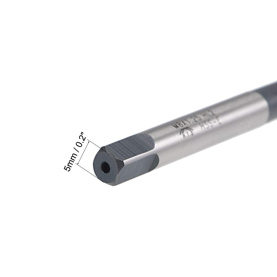 uxcell M8 x 1.25 Spiral Point Threading Tap, H2 Tolerance High Speed Steel TICN Coated, Round Shank with Square End, Metric Screw Taps Tapping Bit for Machinist Thread Repair